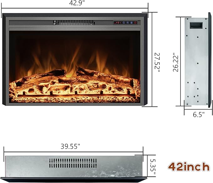 Electric Fireplace, Recessed Fireplace Heater - Image 5