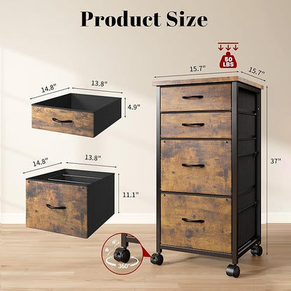 4 Drawers Mobile File Cabinet Vertical Filing Cabinet - Image 3