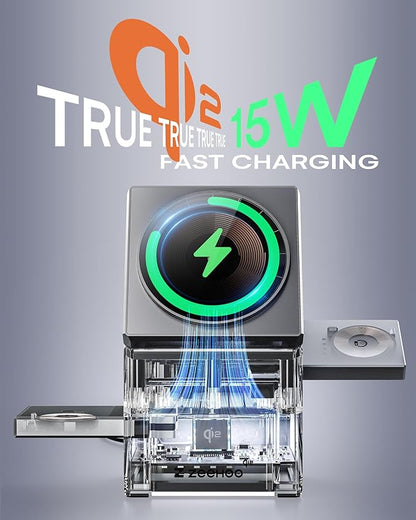 ZEEHOO 3 in 1 Charging Station for Apple, iPhone Mag-Safe Charger, Qi2 Certified - Image 2