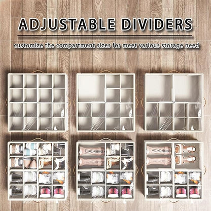 Shoe Organizer for Closet, 2 Pack Foldable Shoe Storage Organizer Box Bin - Image 3