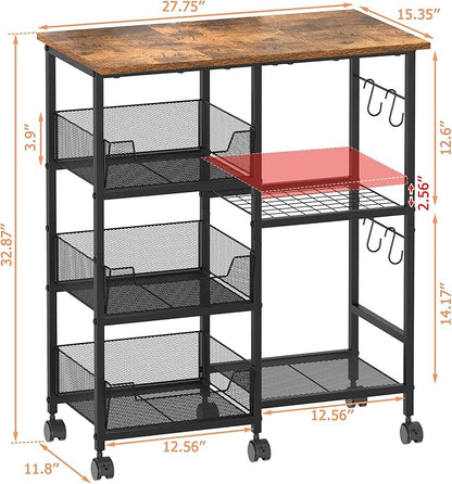 Rolling Kitchen Storage Microwave Cart, Kitchen Island - Image 6