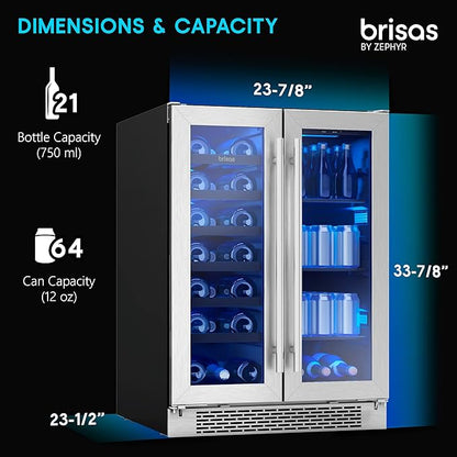 Zephyr Brisas 24 Inch Wine Fridge Dual Zone Under Counter Countertop Wine and - Image 3