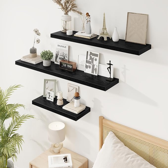 30in Floating Shelves for Wall, 2 Pack Long Wall Mounted Engineered Wood Shelves - Image 7
