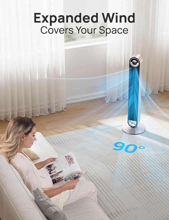 Dreo Tower Fan for Bedroom, 90° Oscillating Standing Fan - Image 5