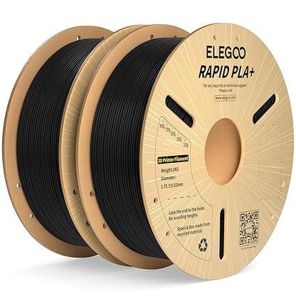 ELEGOO Rapid PLA Plus Filament 1.75mm Black 2KG, PLA+ 3D Printer Filament by ELEGOO