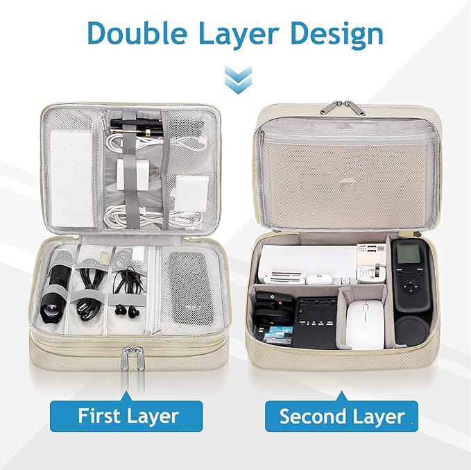 Electronics Travel Organizer, Double Layer Cable Organizer Bag Waterproof - Image 3