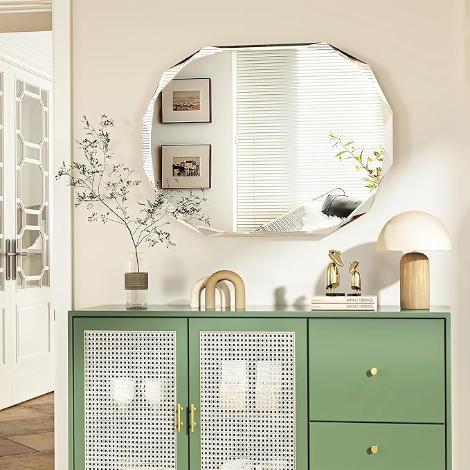 Bathroom Mirrors for Over Sink, Round Frameless Mirrors for Wall, 20x28 Inch - Image 2