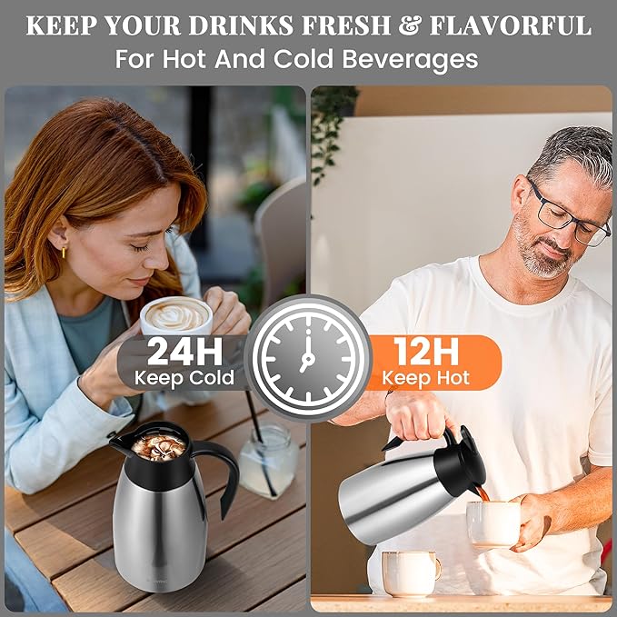 51 Oz Thermal Coffee Carafe, Stainless Steel Insulated Vacuum coffee crafts to - Image 3