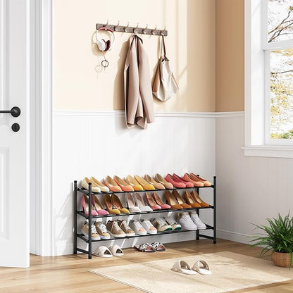 Tajsoon Expandable Shoe Rack for Closet 3 Tier, 28“-41“Adjustable & Stackable - Image 2