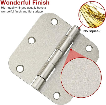 30 Pack Rounded Brushed Nickel Door Hinges 3.5 Inch 5/8" Radius 3 1/2" Satin - Image 2