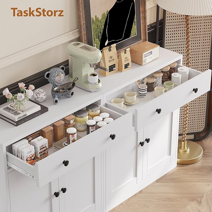 Metal Storage Cabinet with 2 Doors and 1 Drawer，Farmhouse Buffet Cabinet with - Image 8