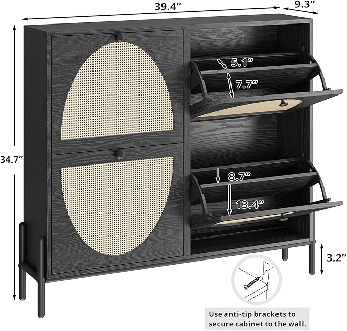 IRONCK Rattan Shoe Cabinet Storage - Image 3