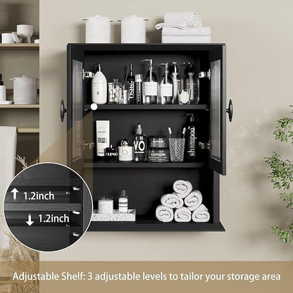 CJL Bathroom Wall Cabinet with Fluted Door, 18.9'' x 23.6'' Medicine Cabinet - Image 5