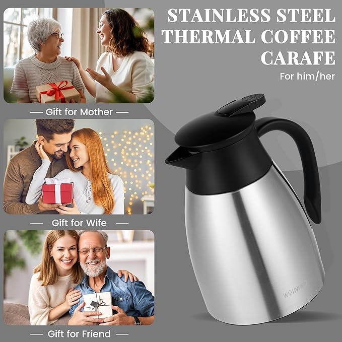 34 Oz Thermal Coffee Carafe, Stainless Steel Insulated Vacuum coffee crafts to - Image 7