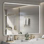 55x40 Inch Silver Framed Mirror, Brushed Nickel, Rounded Rectangle Mirror by GOLOMO