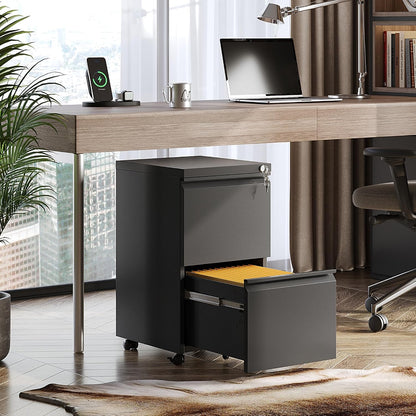 devaise 2 drawer metal file cabinet, fully assembled shown in use