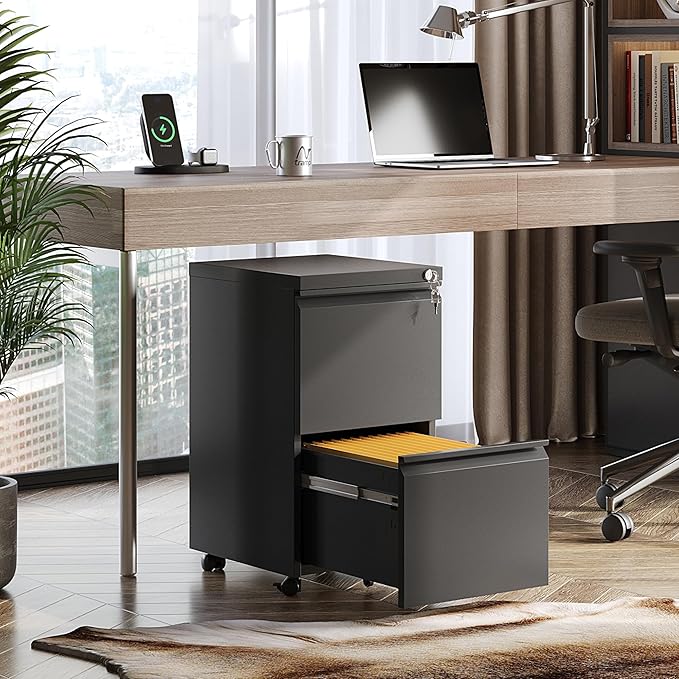 DEVAISE 2 Drawer Metal File Cabinet, Fully Assembled, Under Desk, Fits - Image 2
