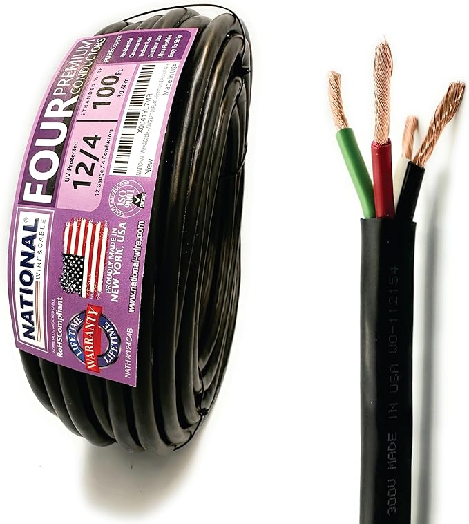 NATIONAL Wire & Cable – 12 AWG 4-Conductor Premium Copper Wire, 100 ft by NATIONALWireCable