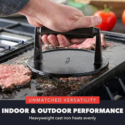 GreenPan x Bobby Flay Smash Burger Press, 6.5" Cast Iron Round Grill Press - Image 6
