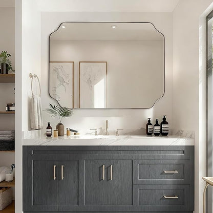 ANDY STAR 36x48 Inch Brushed Nickel Rectangle Mirror, Large Scalloped Bathrom by ANDYSTAR