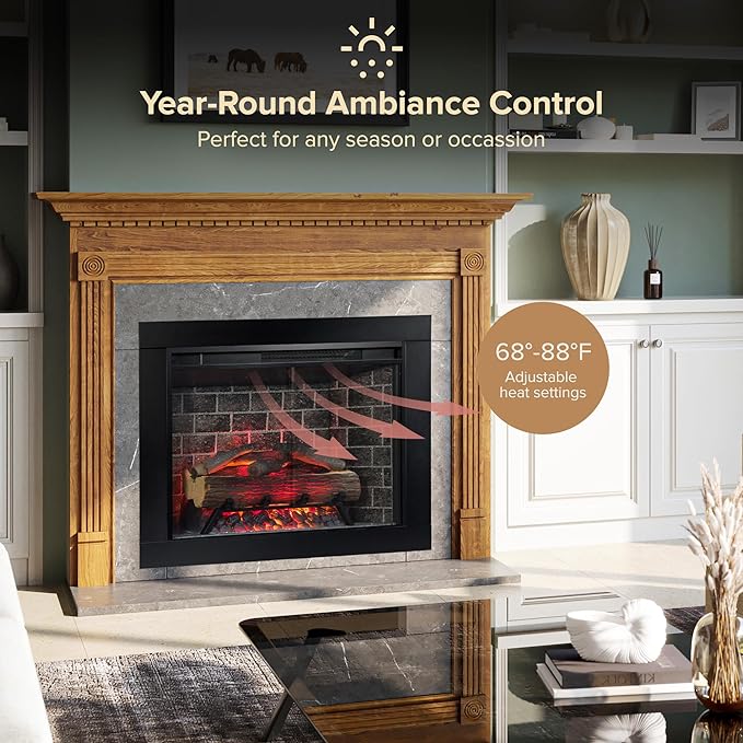 Modern Ember Uptown 28" Smart Electric Fireplace Insert + Trim Kit, Alexa/WiFi - Image 4