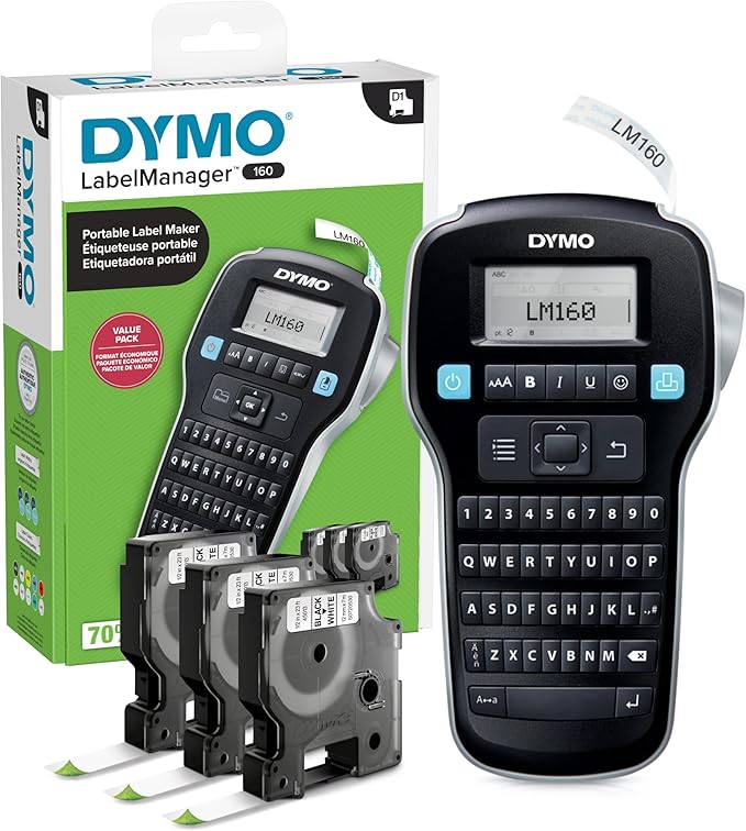 DYMO LabelManager 160 Portable Label Maker Bundle, Easy-to-Use, One-Touch Smart by Dymo%C2%AE