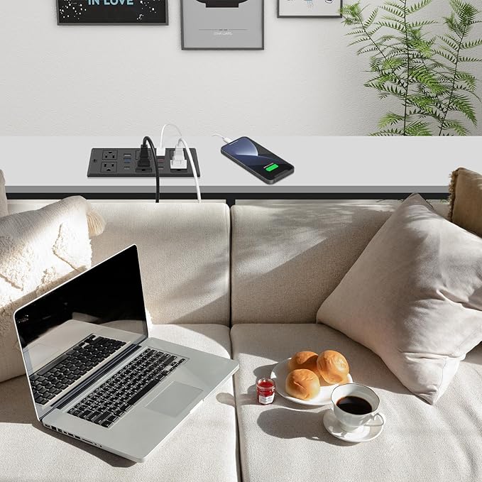 30W Recessed Power Strip USB C, Desk Flush Mount Outlet Plug in 6 AC & 8 USB - Image 7