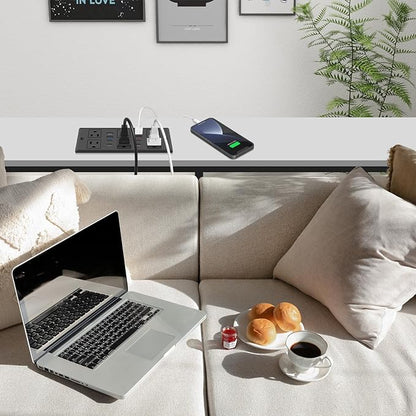 30W Recessed Power Strip USB C, Desk Flush Mount Outlet Plug in 6 AC & 8 USB - Image 7