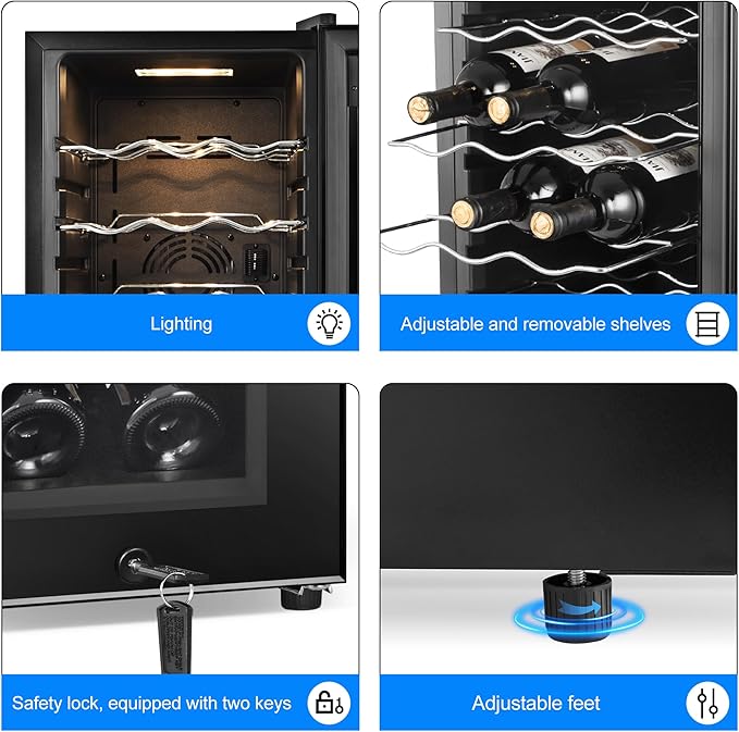 Wine Cooler Refrigerator 18 Bottles, Small Wine Fridge Mini Wine Fridge - Image 5