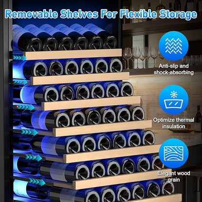 24" Wine Cooler Refrigerator Black, 24 Inch Wide Large Capacity - Image 2