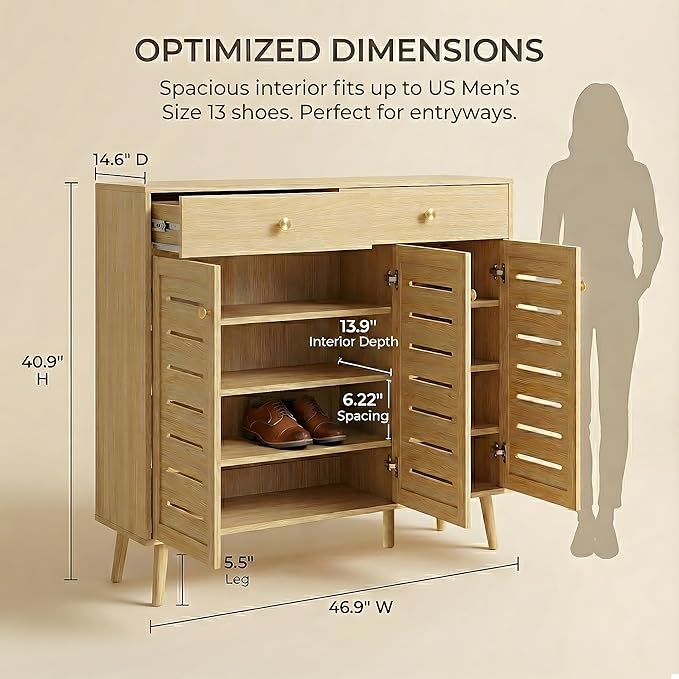 47" Shoe Storage Cabinet with Drawers - Image 2
