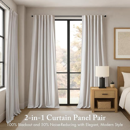 Madison Park Karien 100% Blackout Curtains 52x108 – White, 2-Layer Noise - Image 2