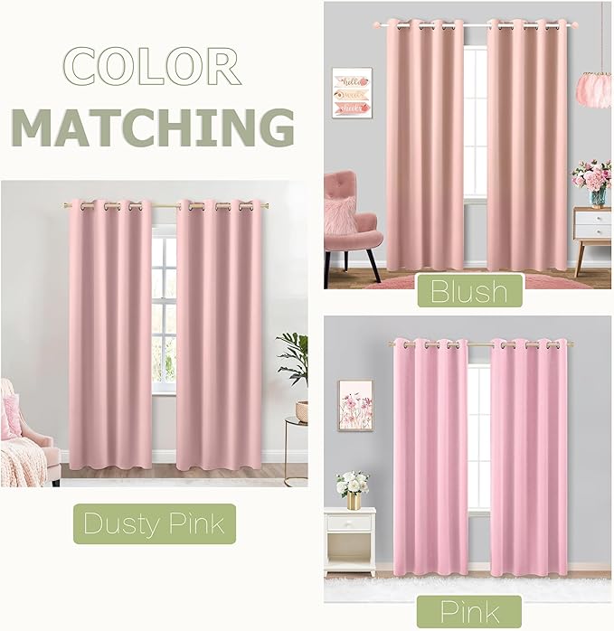 Blush Pink Curtains 63 Inch Length - Image 2