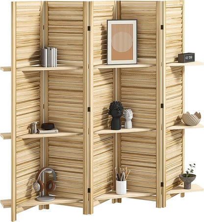 HOMCOM Room Divider, 5 Panel 67" Tall Wood Privacy Screen by HOMCOM