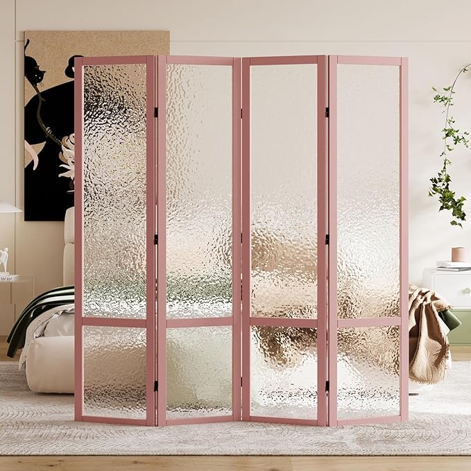 Acrylic Room Divider, 4-Panel Freestanding Partition Screen, Frosted - Image 7