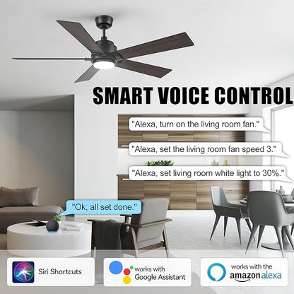 SMAAIR Smart WiFi LED Ceiling Fan, 52inch Plywood Outdoor Smart Ceiling Fan - Image 3