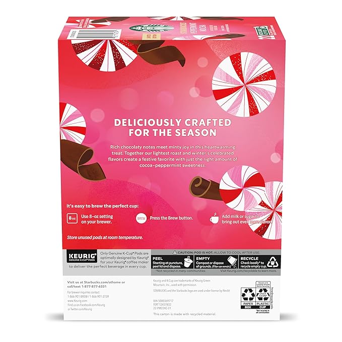 Starbucks K-Cup Coffee Pods, Peppermint Mocha Naturally Flavored Coffee - Image 9