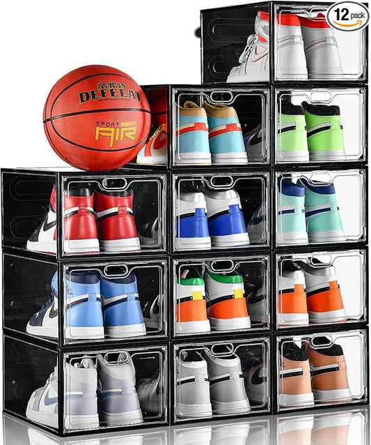 12 Pack Large Shoe Storage Box, Shoe Containers by INSTY