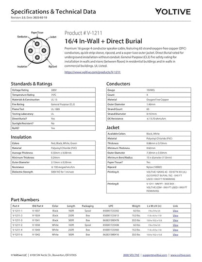 Voltive 16/4 Speaker Wire, in-Wall CL3 & Direct Burial, 500ft - Image 6