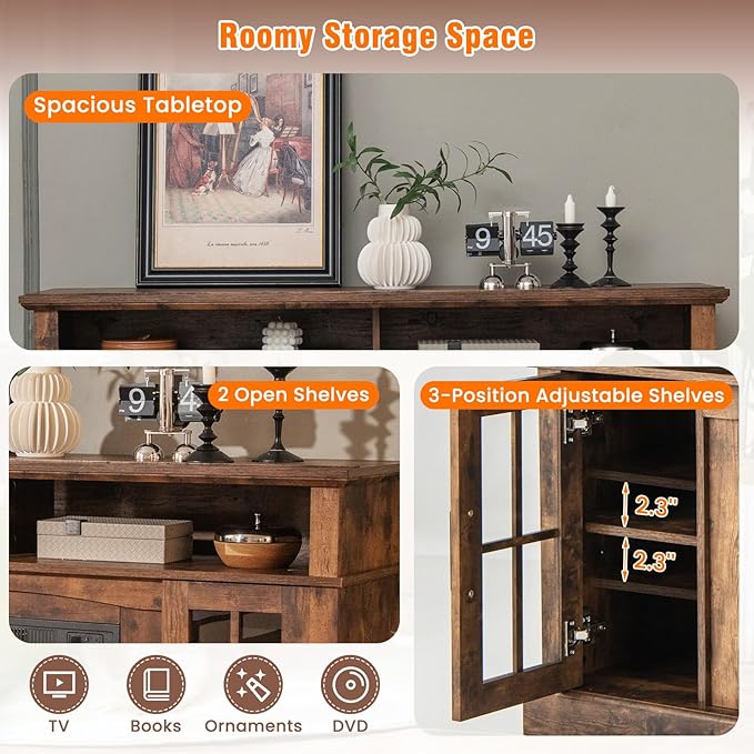 SIMOE Fireplace TV Stand with 23 Inch Fireplace, Electric TV Console - Image 7
