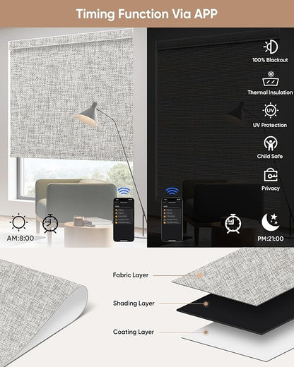 Kincmo Motorized Blinds with Remote, 100% Blackout Motorized Roller Shades Work - Image 4