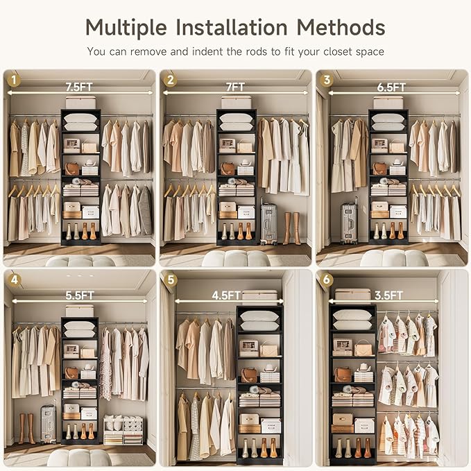 W1 Closet System, 3.5FT-7.7FT Closet Organizer System - Image 5