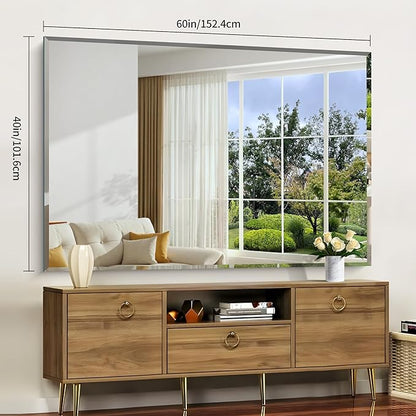 CILIBER 60x40 Large Beveled Mirror, Frameless Beveled Bathroom Mirrors - Image 8