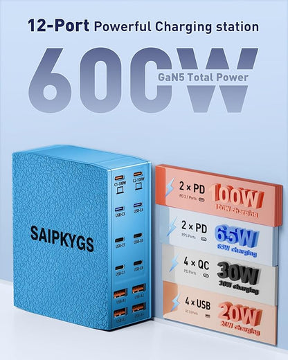 SAIPKYGS USB Charging Station, 12-Port USB C Charger Block - Image 2