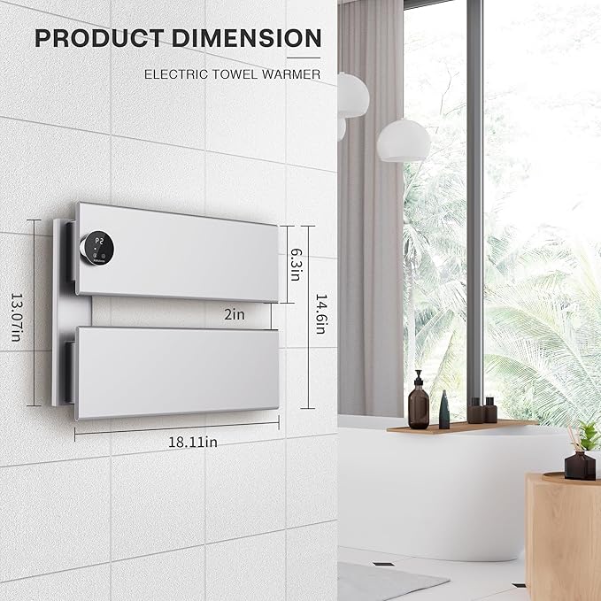 K&KALONZO Electric Towel Warmer, 18.35" W x 14.6" H Wall-Mounted Towel Heater - Image 7