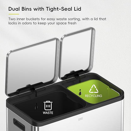 EKO EcoCasa Stainless Steel Dual Step Trash Can - Image 4