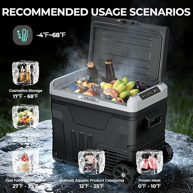 12V Portable Refrigerator, 53 Quart Dual-Voltage 12V/24V DC Car Cooler - Image 3