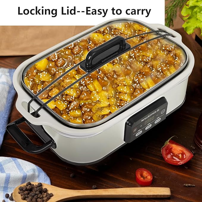 Magnifique 4 Quart Casserole Digital Slow Cooker, Premium Ceramic Bakeware - Image 8