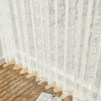 2 Panels Vintage Lace Curtains 63 Inches Length 52 x 63 Inch Ivory | Floral and Branch Pattern, Elegant, Romantic, Sheer, Light Filtering, Lacy Drapes, Living Room, Bedroom