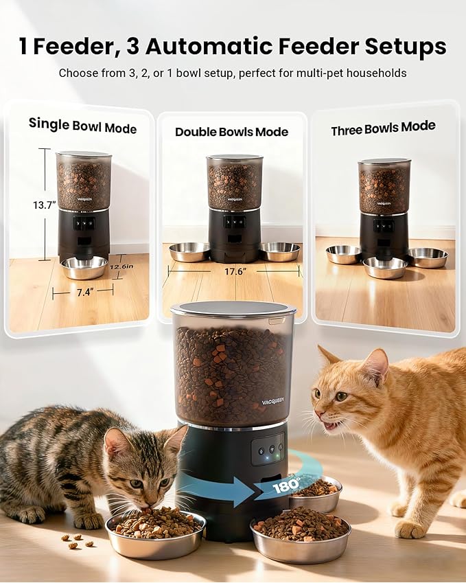 Automatic Cat Feeder for 3 Cats, 6L/25 Cup Cat Food Dispenser - Image 2